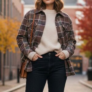 Samsoe Samsoe Kora Plaid Overshirt Shacket in Misty Rose - Size XS